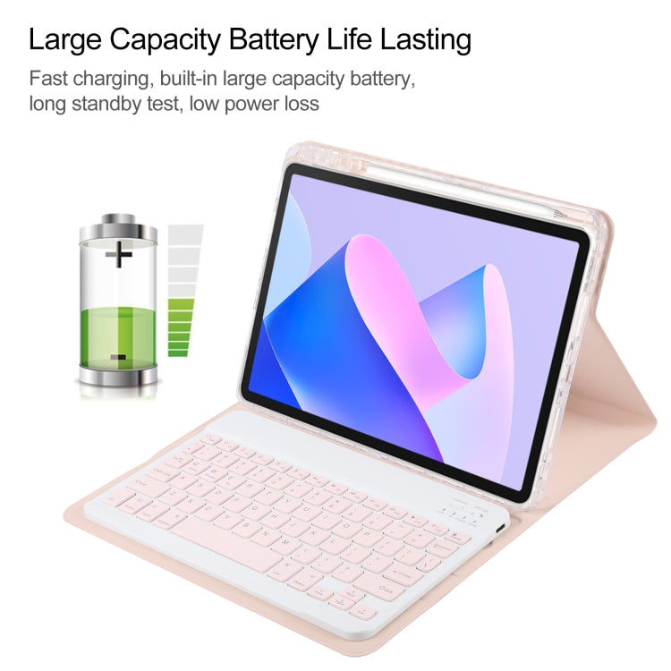 For Huawei MatePad 11 2023 / 2021 Square Button Bluetooth Keyboard Rotatable Holder Leather Case(Rose Gold) - Huawei Keyboard by buy2fix | Online Shopping UK | buy2fix