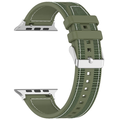 For Apple Watch Ultra 2 49mm Ordinary Buckle Hybrid Nylon Braid Silicone Watch Band(Green) - Watch Bands by buy2fix | Online Shopping UK | buy2fix