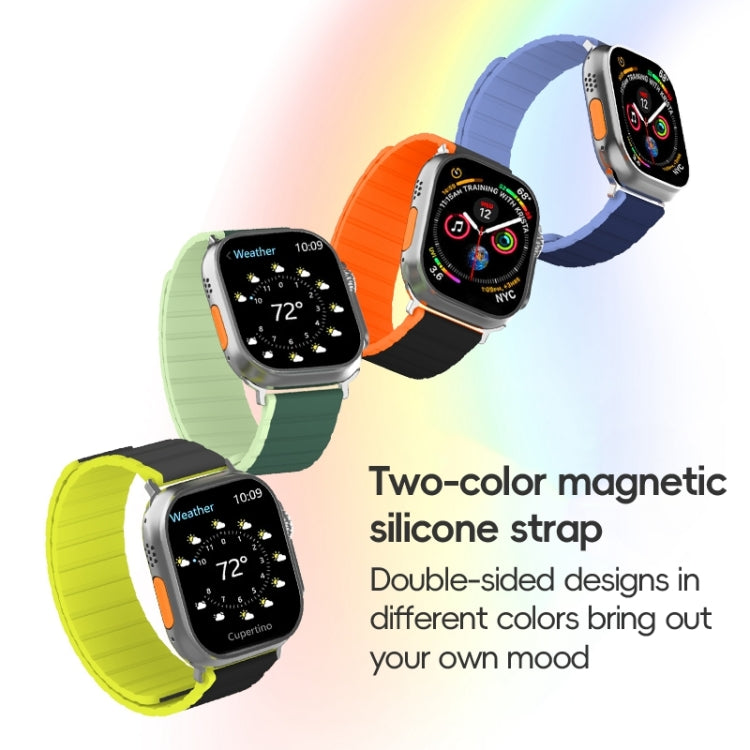 For Apple Watch SE 44mm ZGA Two Color Magnetic Silicone Watch Band(Black+Orange) - Watch Bands by ZGA | Online Shopping UK | buy2fix