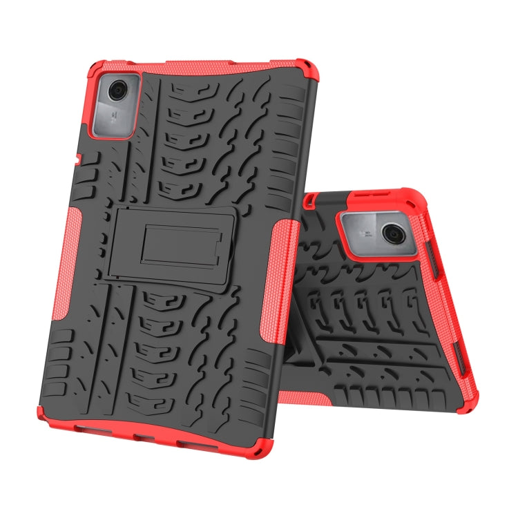 For Lenovo Tab M11/ Xiaoxin Pad 11 2024 Tire Texture TPU Hybrid PC Tablet Case with Holder(Red) - Lenovo by buy2fix | Online Shopping UK | buy2fix