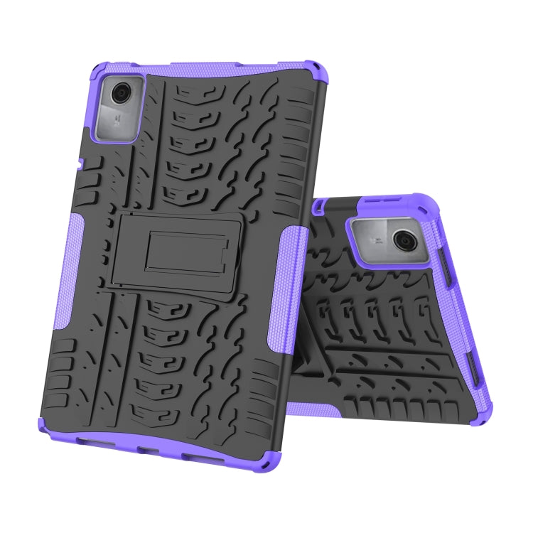 For Lenovo Tab M11/ Xiaoxin Pad 11 2024 Tire Texture TPU Hybrid PC Tablet Case with Holder(Purple) - Lenovo by buy2fix | Online Shopping UK | buy2fix