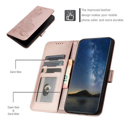 For iPhone SE 2024 Datura Flower Embossed Flip Leather Phone Case(Rose Gold) - More iPhone Cases by buy2fix | Online Shopping UK | buy2fix