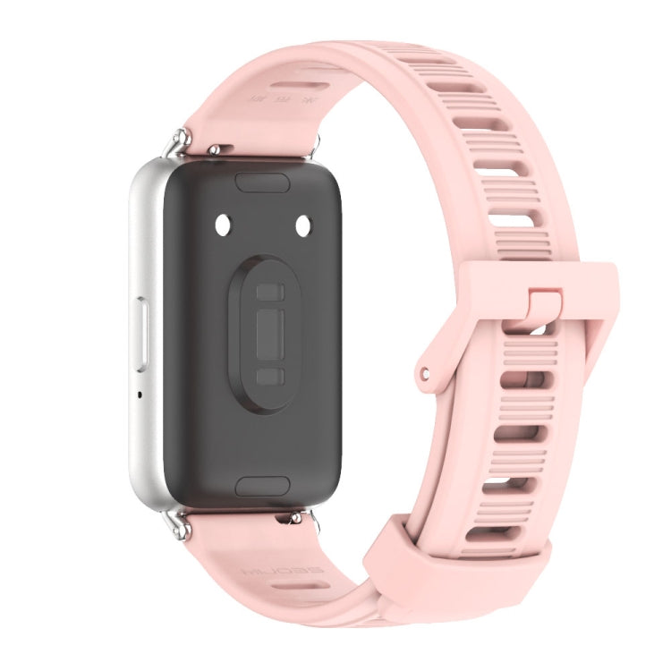 For Samsung Galaxy Fit 3 Mijobs Flat Hole Silicone Watch Band(Pink+Silver) - Watch Bands by MIJOBS | Online Shopping UK | buy2fix