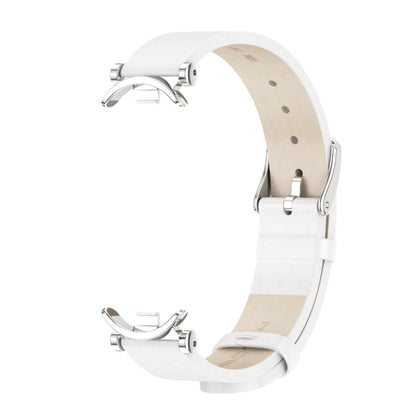 For Xiaomi Mi Band 8 / 9 / 9 NFC Mijobs GT4 First Layer Cowhide Watch Band(White Silver) - Watch Bands by MIJOBS | Online Shopping UK | buy2fix