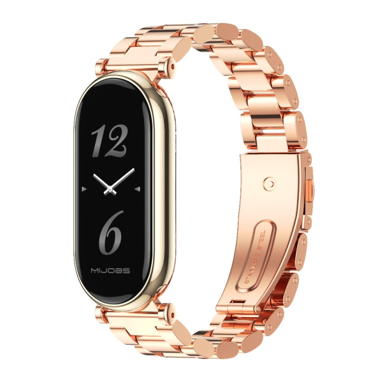 For Xiaomi Mi Band 8 / 9 / 9 NFC Mijobs GT4 Three Beads Metal Watch Band(Rose Gold) - Watch Bands by MIJOBS | Online Shopping UK | buy2fix