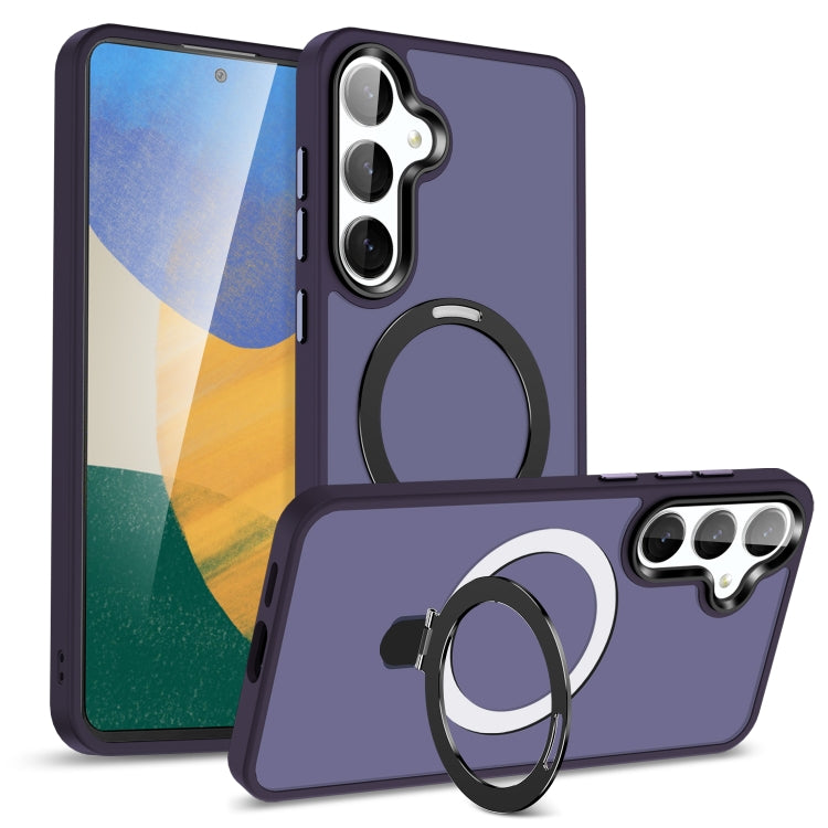 For Samsung Galaxy S24 5G MagSafe Holder Skin-feel PC Hybrid TPU Phone Case(Dark Purple) - Galaxy S24 5G Cases by buy2fix | Online Shopping UK | buy2fix