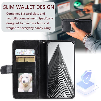 For Motorola Moto G Power 2024 Simple 6-Card Wallet Leather Phone Case(Black) - Motorola Cases by buy2fix | Online Shopping UK | buy2fix