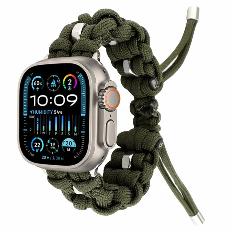 For Apple Watch Ultra 2 49mm Screw Nut Braided Paracord Watch Band(Green) - Watch Bands by buy2fix | Online Shopping UK | buy2fix