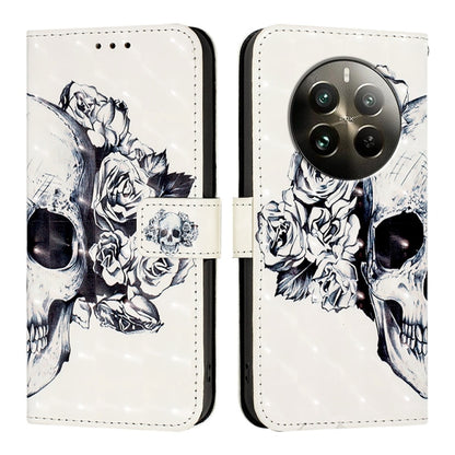 For Realme 12 Pro / Realme 12 Pro+ 3D Painting Horizontal Flip Leather Phone Case(Skull) - Realme Cases by buy2fix | Online Shopping UK | buy2fix