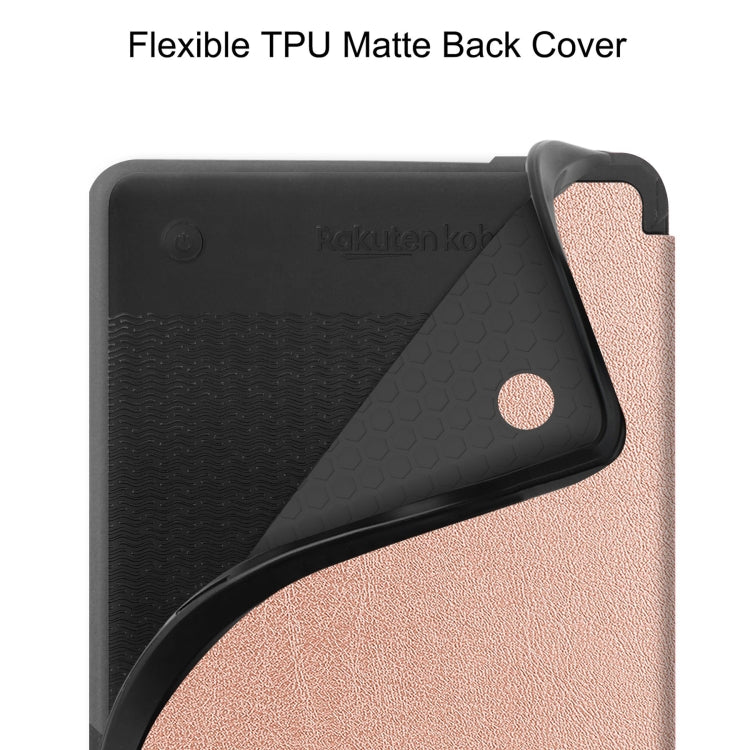 For KOBO Clara Colour 2024 / BW Solid Color Voltage Caster TPU Leather Smart Tablet Case(Rose Gold) - Others by buy2fix | Online Shopping UK | buy2fix