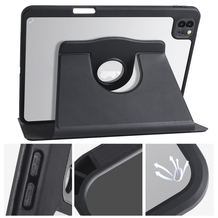 For iPad Pro 11 2024 Acrylic 360 Degree Rotation Holder Leather Tablet Case(Black) - iPad Pro 11 2024 Cases by buy2fix | Online Shopping UK | buy2fix