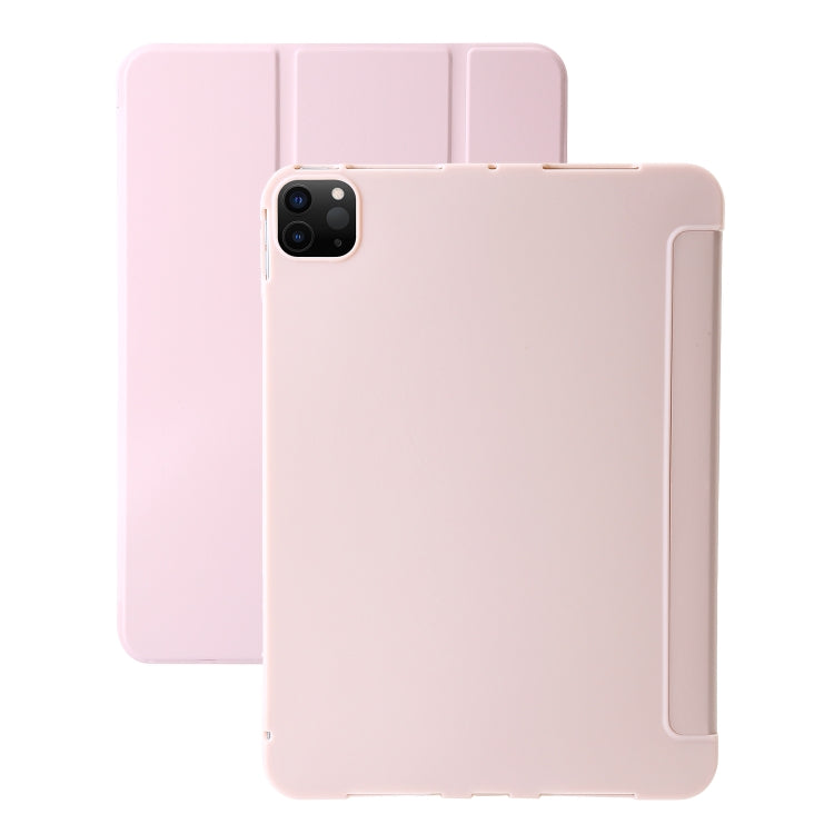 For iPad Pro 11 2024 Three-fold Holder Flip Tablet Leather Case(Light Pink) - iPad Pro 11 2024 Cases by buy2fix | Online Shopping UK | buy2fix