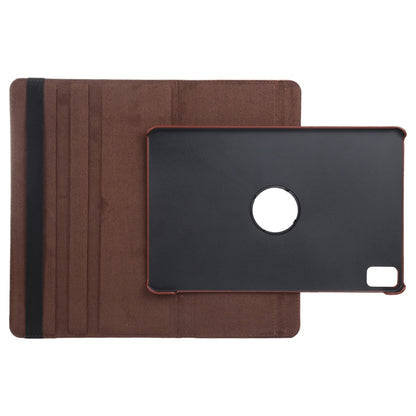 For iPad Pro 13 2024 360 Degree Rotation Litchi Texture Leather Tablet Case with Holder(Brown) - iPad Pro 13 2024 Cases by buy2fix | Online Shopping UK | buy2fix