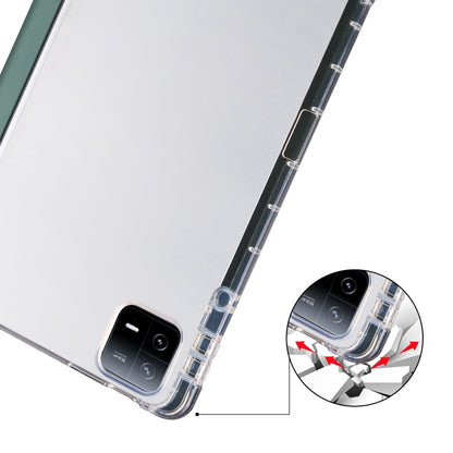 For iPad Pro 11 2024 3-fold Clear TPU Smart Leather Tablet Case with Pen Slot(Dark Green) - iPad Pro 11 2024 Cases by buy2fix | Online Shopping UK | buy2fix