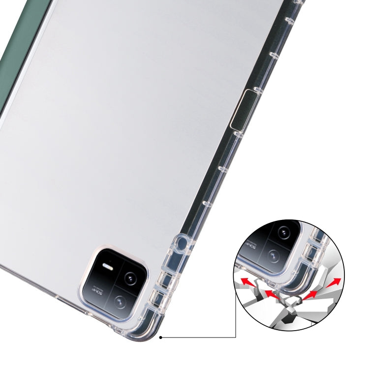 For iPad Air 11 2024 3-fold Clear TPU Smart Leather Tablet Case with Pen Slot(Dark Green) - iPad Air 11 2024 Cases by buy2fix | Online Shopping UK | buy2fix