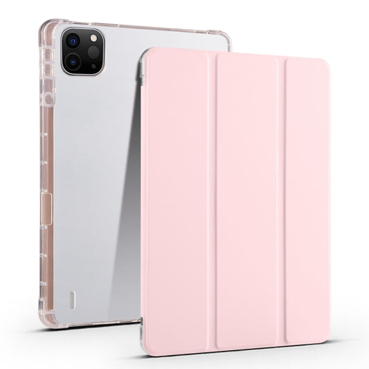 For iPad Air 13 2024 3-fold Clear TPU Smart Leather Tablet Case with Pen Slot(Sand Pink) - iPad Air 13 2024 Cases by buy2fix | Online Shopping UK | buy2fix