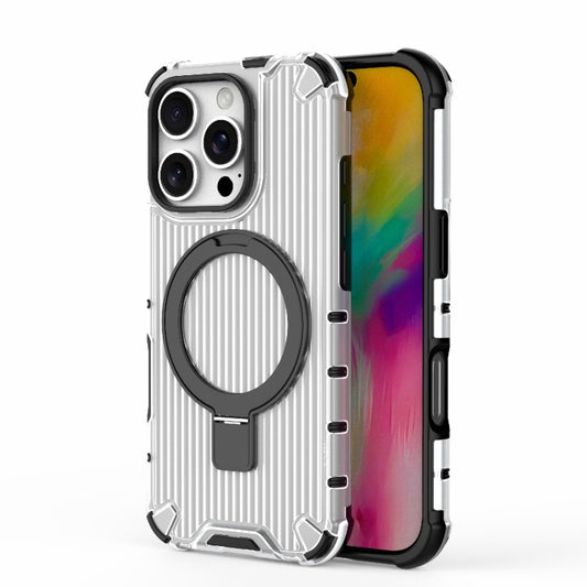 For iPhone 16 Pro Grating Holder Shockproof Phone Case(Transparent) - iPhone 16 Pro Cases by buy2fix | Online Shopping UK | buy2fix