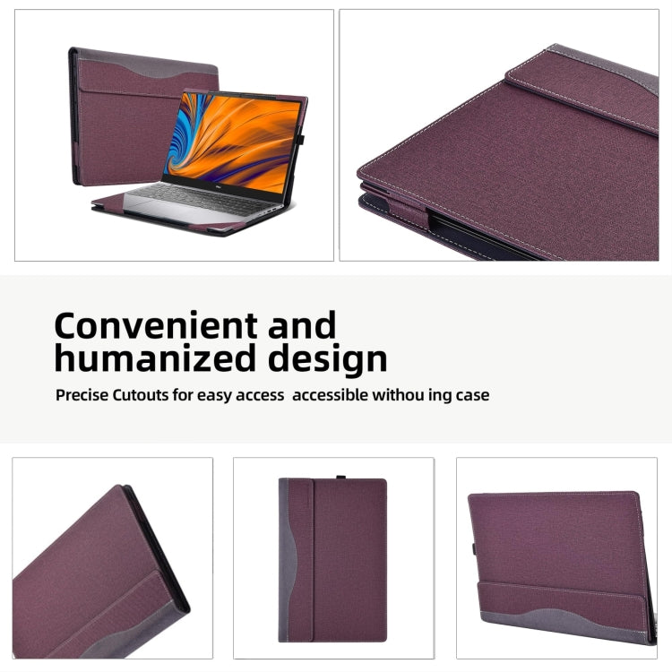 For HP Envy X360 14 inch 14t-es / 14-es Leather Laptop Shockproof Protective Case(Wine Red) - 14.1 inch by buy2fix | Online Shopping UK | buy2fix