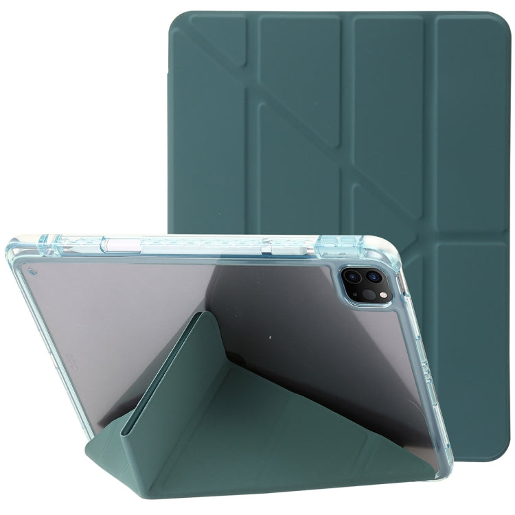 For iPad Pro 11 2024 Clear Acrylic Deformation Leather Tablet Case(Dark Green) - iPad Pro 11 2024 Cases by buy2fix | Online Shopping UK | buy2fix