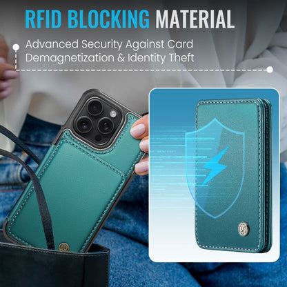 For iPhone 15 Pro Max JEEHOOD J05 Business Magnetic Style RFID Leather Phone Case(Blue Green) - iPhone 15 Pro Max Cases by JEEHOOD | Online Shopping UK | buy2fix