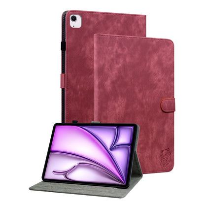 For iPad Air 13 2024 Embossed Tiger Pattern Leather Tablet Case(Red) - iPad Air 13 2024 Cases by buy2fix | Online Shopping UK | buy2fix