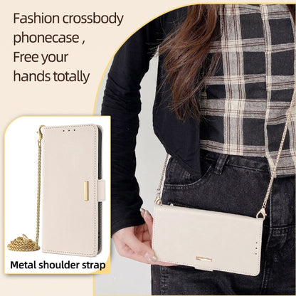 For Motorola Moto G Play 4G 2024 Crossbody Chain Leather Phone Case(White) - Motorola Cases by buy2fix | Online Shopping UK | buy2fix