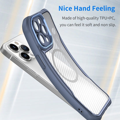 For iPhone 14 Pro Carbon Fiber Texture MagSafe Translucent Phone Case(Blue) - iPhone 14 Pro Cases by buy2fix | Online Shopping UK | buy2fix