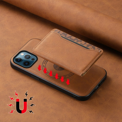 For iPhone 12 Pro Max Denior D13 Retro Texture Leather MagSafe Card Bag Phone Case(Brown) - iPhone 12 Pro Max Cases by Denior | Online Shopping UK | buy2fix