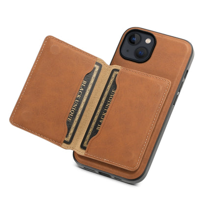 For iPhone 13 / 14 Denior D13 Retro Texture Leather MagSafe Card Bag Phone Case(Brown) - iPhone 14 Cases by Denior | Online Shopping UK | buy2fix