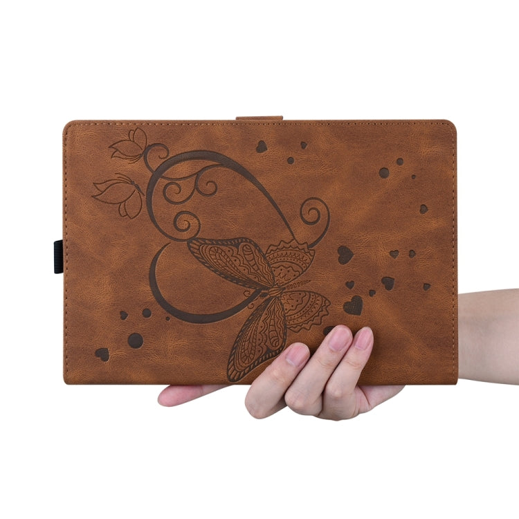 For iPad Pro 13 2024 Love Butterfly Embossed Leather Tablet Case(Brown) - iPad Pro 13 2024 Cases by buy2fix | Online Shopping UK | buy2fix