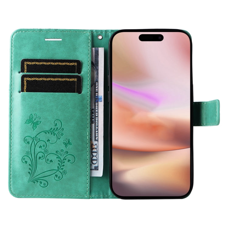 For iPhone 16 Plus 3D Butterfly Embossed Pattern Flip Leather Phone Case(Green) - iPhone 16 Plus Cases by buy2fix | Online Shopping UK | buy2fix