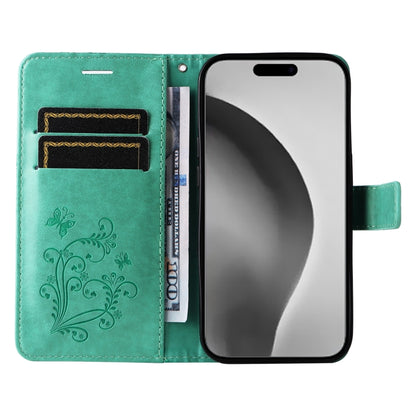 For iPhone 16 Pro Max 3D Butterfly Embossed Pattern Flip Leather Phone Case(Green) - iPhone 16 Pro Cases by buy2fix | Online Shopping UK | buy2fix