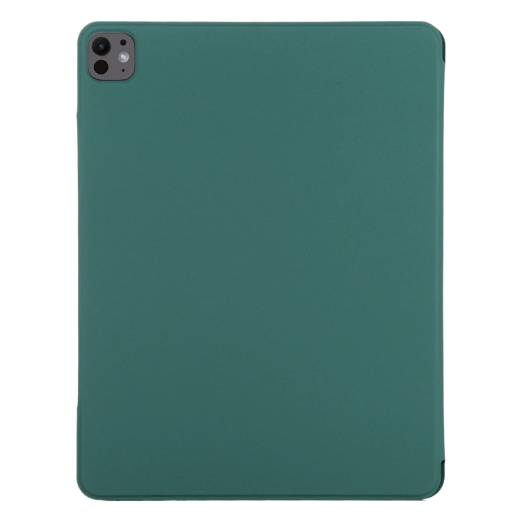 For iPad Pro 13 2024 Double-sided Clip Fixed Buckle Magnetic PU Leather Smart Tablet Case(Dark Green) - iPad Pro 13 2024 Cases by buy2fix | Online Shopping UK | buy2fix