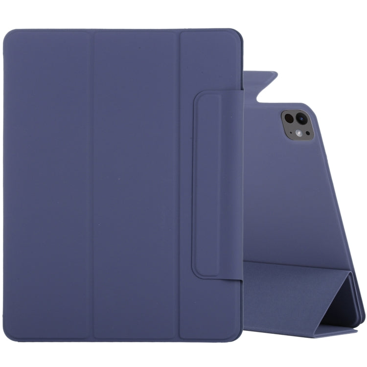 For iPad Pro 11 2024 Double-sided Clip Fixed Buckle Magnetic PU Leather Smart Tablet Case(Dark Blue) - iPad Pro 11 2024 Cases by buy2fix | Online Shopping UK | buy2fix