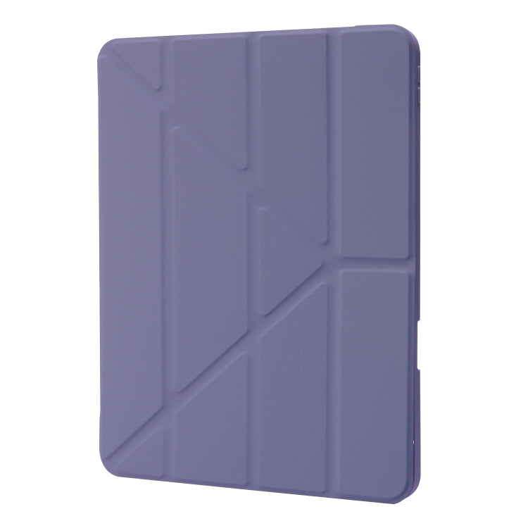 For iPad Pro 13 2024 Deformation Transparent Acrylic Leather Tablet Case(Lavender Grey) - iPad Pro 13 2024 Cases by buy2fix | Online Shopping UK | buy2fix