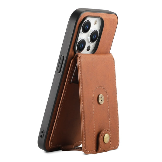For iPhone 15 Pro Max Denior D14 NK Retro Pattern MagSafe Magnetic Card Holder Leather Phone Case(Brown) - iPhone 15 Pro Max Cases by Denior | Online Shopping UK | buy2fix