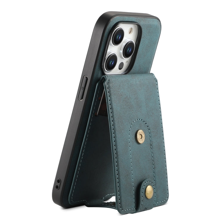 For iPhone 12/12 Pro Denior D14 NK Retro Pattern MagSafe Magnetic Card Holder Leather Phone Case(Blue) - iPhone 12 / 12 Pro Cases by Denior | Online Shopping UK | buy2fix