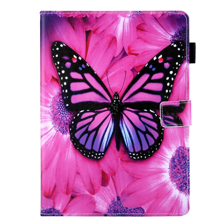 For iPad Pro 11 2024 Colored Drawing Leather Smart Tablet Case(Red Flower Pink Butterfly) - iPad Pro 11 2024 Cases by buy2fix | Online Shopping UK | buy2fix