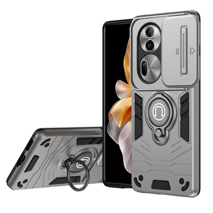 For OPPO Reno11 Pro Global Camshield Ring Holder Phone Case(Grey) - Reno11 Pro Cases by buy2fix | Online Shopping UK | buy2fix