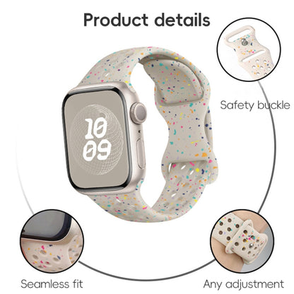 For Apple Watch SE 2023 44mm Hole Style Butterfly Buckle Camouflage Silicone Watch Band(Light Mint) - Watch Bands by buy2fix | Online Shopping UK | buy2fix