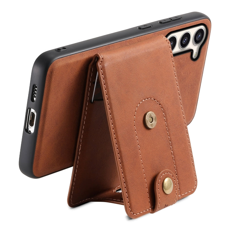 For Samsung Galaxy S23+ 5G Denior D14 NK Retro Pattern MagSafe Magnetic Card Holder Leather Phone Case(Brown) - Galaxy S23+ 5G Cases by Denior | Online Shopping UK | buy2fix