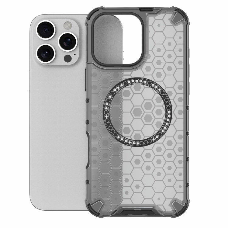 For iPhone 16 Pro Max Honeycomb Magnetic Ring Shockproof Phone Case(Black) - iPhone 16 Pro Max Cases by buy2fix | Online Shopping UK | buy2fix