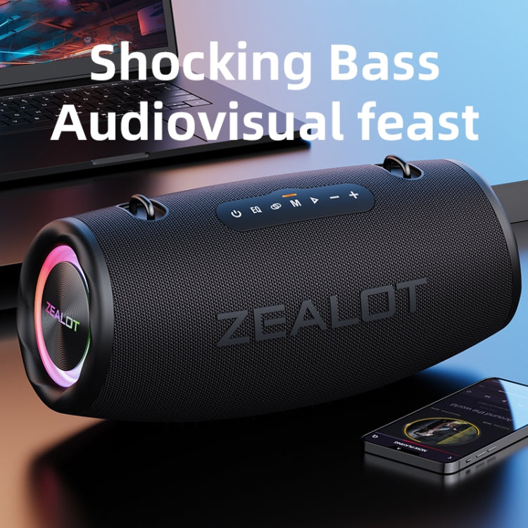 Zealot S87 80W Portable Outdoor Bluetooth Speaker with RGB Light(Black) - Waterproof Speaker by ZEALOT | Online Shopping UK | buy2fix