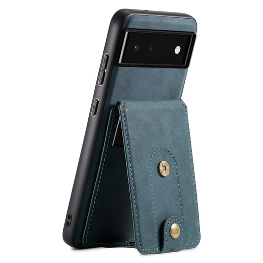 For Google Pixel 6 Denior D14 NK Retro Pattern MagSafe Magnetic Card Holder Leather Phone Case(Blue) - Google Cases by Denior | Online Shopping UK | buy2fix