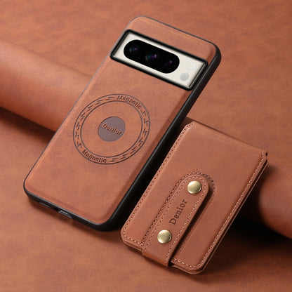 For Google Pixel 8 Pro Denior D14 NK Retro Pattern MagSafe Magnetic Card Holder Leather Phone Case(Brown) - Google Cases by Denior | Online Shopping UK | buy2fix