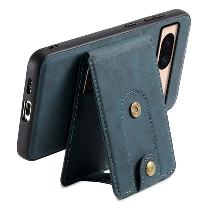 For Google Pixel 8a Denior D14 NK Retro Pattern MagSafe Magnetic Card Holder Leather Phone Case(Blue) - Google Cases by Denior | Online Shopping UK | buy2fix