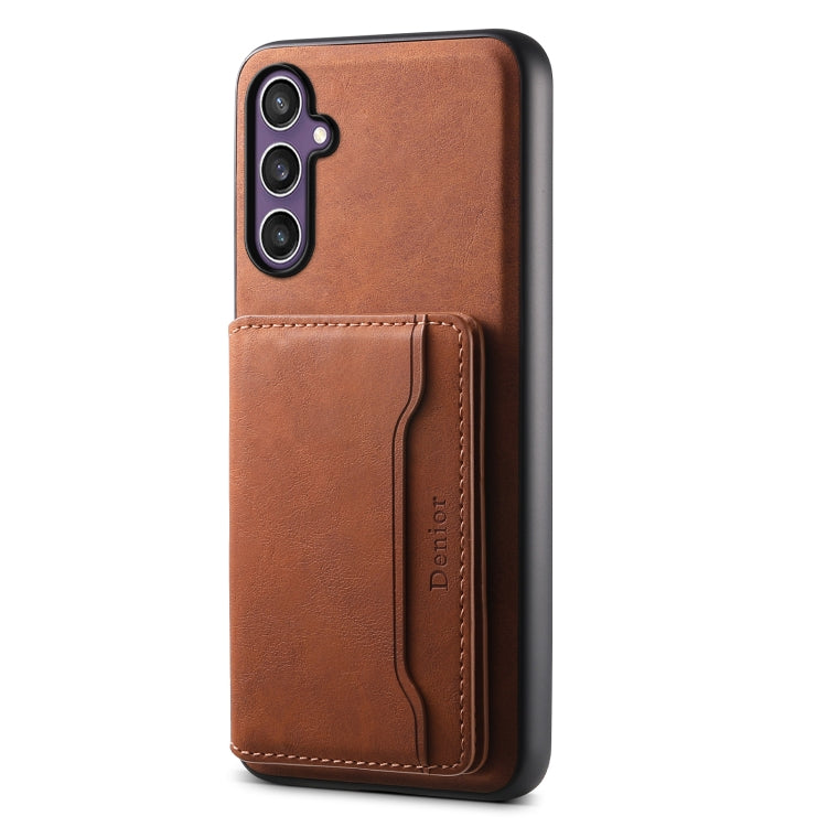 For Samsung Galaxy S24 5G Denior D13 Retro Texture Leather MagSafe Card Bag Phone Case(Brown) - Galaxy S24 5G Cases by Denior | Online Shopping UK | buy2fix