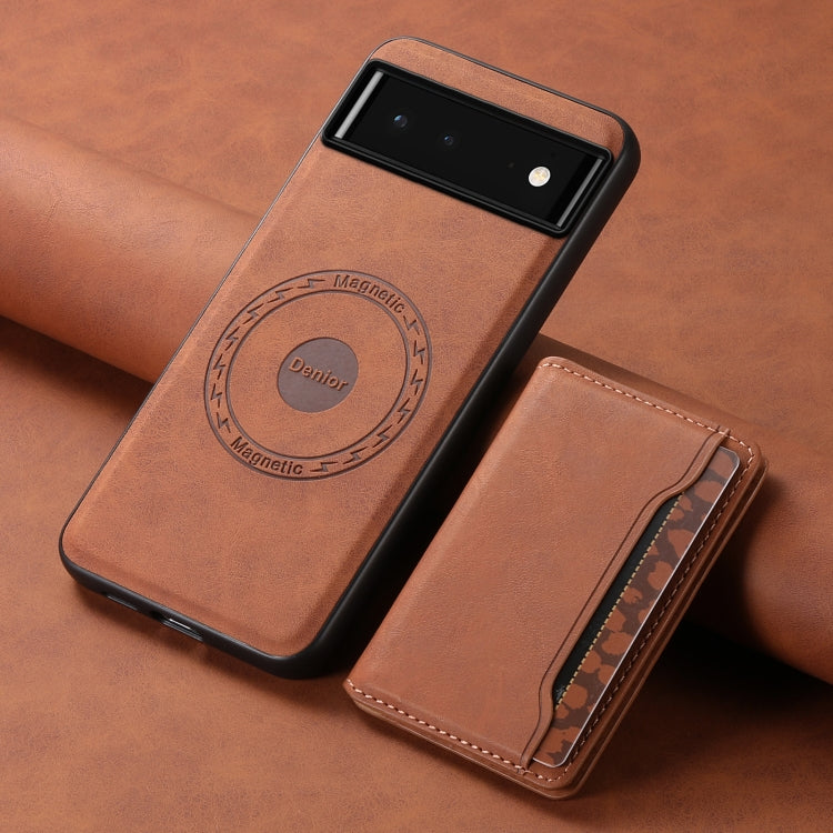 For Google Pixel 6 Denior D13 Retro Texture Leather MagSafe Card Bag Phone Case(Brown) - Google Cases by Denior | Online Shopping UK | buy2fix