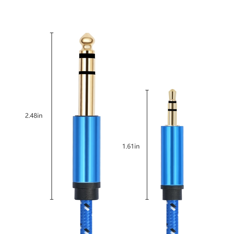 3662-3662BK 3.5mm Male to 6.35mm Male Stereo Amplifier Audio Cable, Length:2m(Blue) - Microphone Audio Cable & Connector by buy2fix | Online Shopping UK | buy2fix