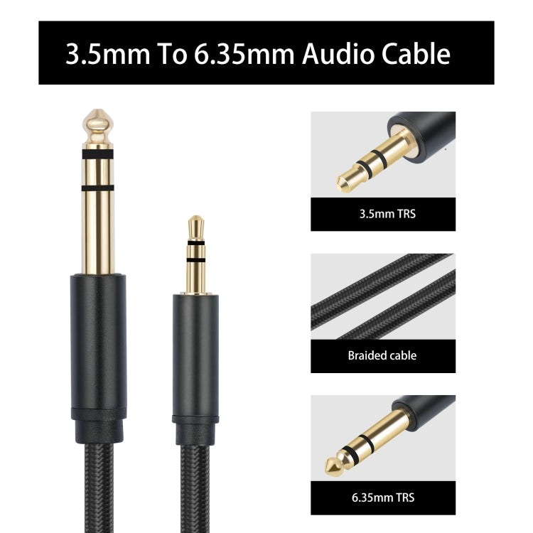 3662-3662BK 3.5mm Male to 6.35mm Male Stereo Amplifier Audio Cable, Length:3m(Black) - Microphone Audio Cable & Connector by buy2fix | Online Shopping UK | buy2fix